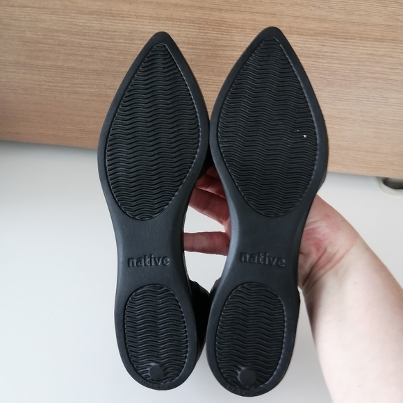 Native Audrey D'Orsay Black Pointed Toe Flat Rubber Comfort Waterproof Slip On 7 - Picture 5 of 14